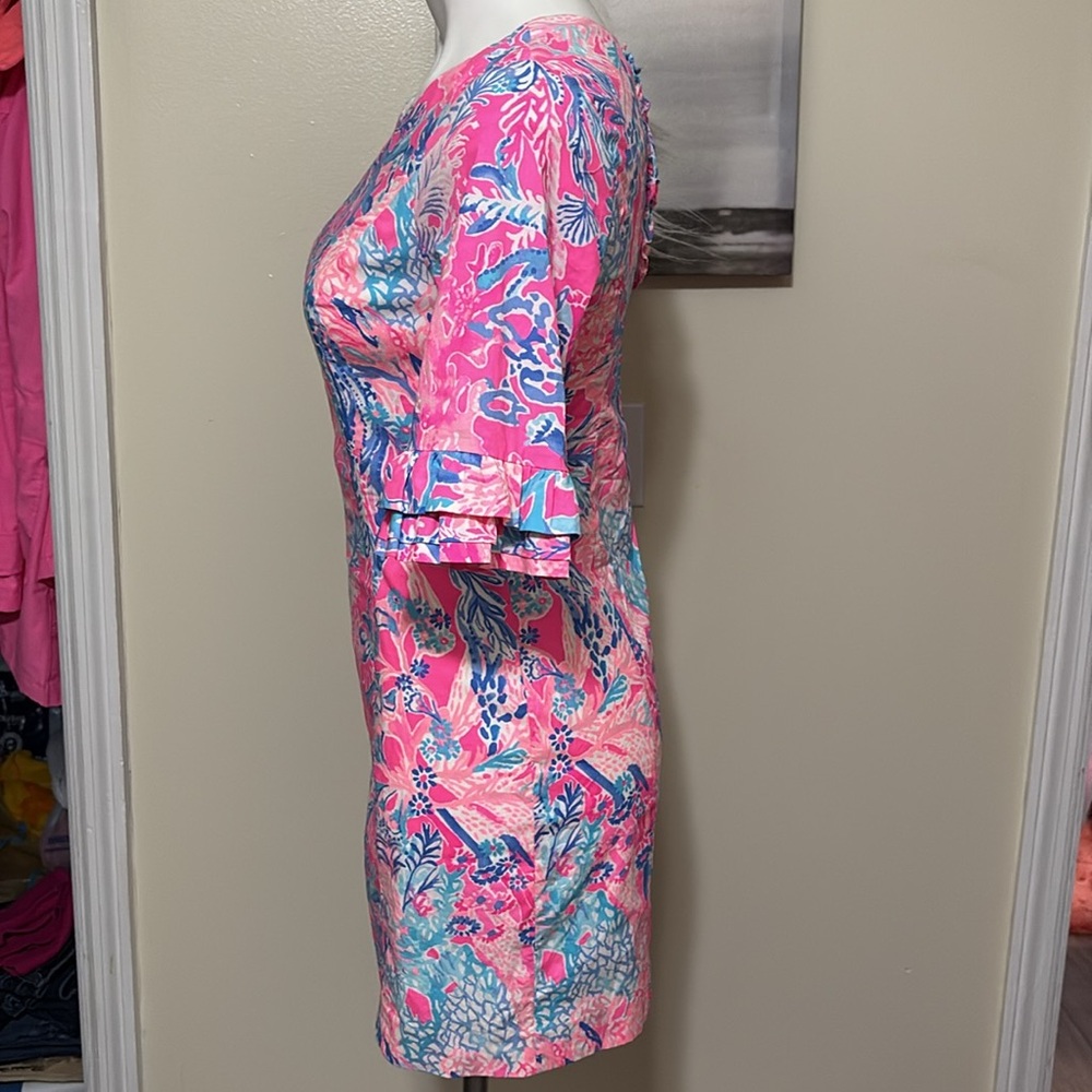 LILLY PULITZER Fiesta Sheath Pascha Hot Pink Aquadesiac Ruffle Dress
Size 0 - Picture 8 of 16